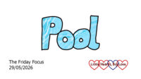 The word 'pool' in bubble writing with a watery fill