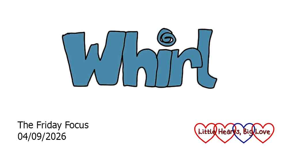 The word 'whirl' in blue-grey bubble writing
