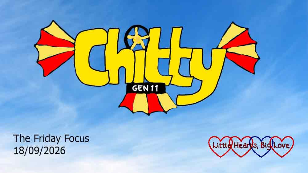The word 'Chitty' with wings, a steering wheel and a 'Gen 11' numberplate