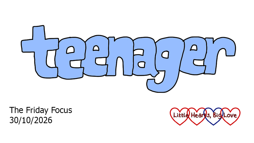 The word 'teenager' in light blue bubble writing